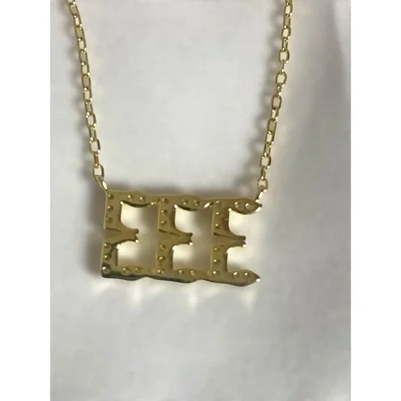 Angel Number 333 Gold Plated Sterling Silver 16" Necklace - Picture 2 of 6
